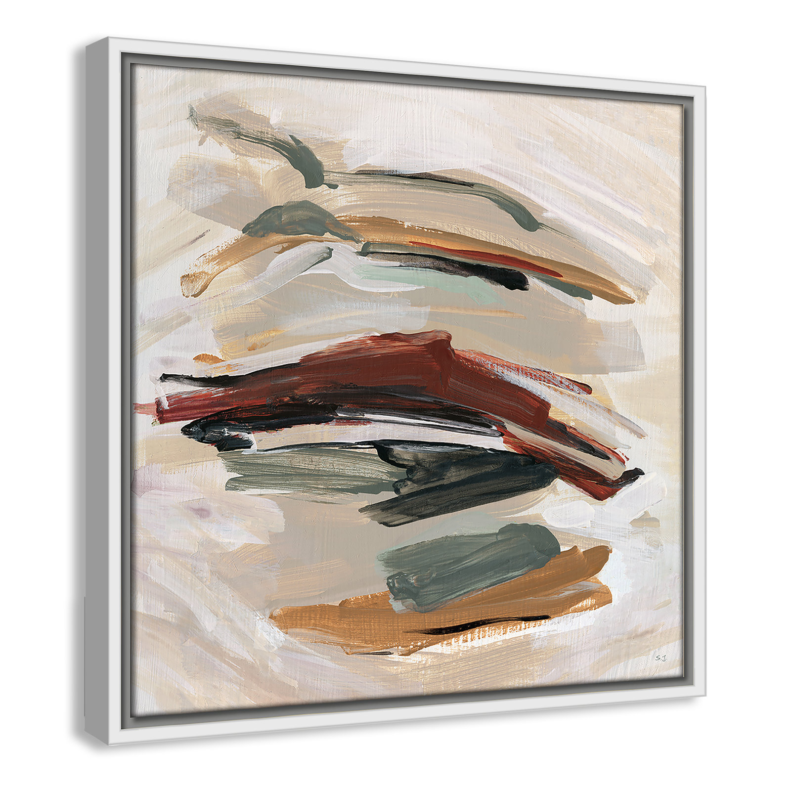 Carmina "Spring Shadows" Painting by Susan Jill, 17.5" H x 17.5" W, White 
