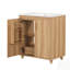 Meuble-lavabo de salle de bain avec lavabo, armoire de rangement multifonctionnelle, panneau de fibres à densité moyenne durable, lavabo en céramique lisse, tablette réglable