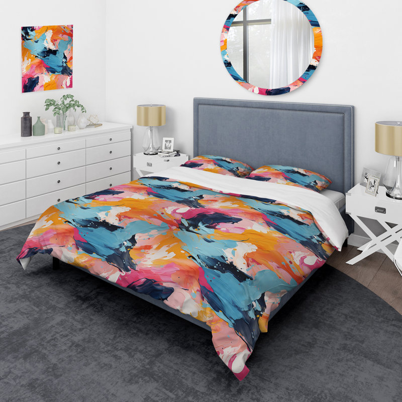Ensemble de housse de couette Colorful Paint Swirl Bliss II, Housse de couette pour très grand lit et 2 très
