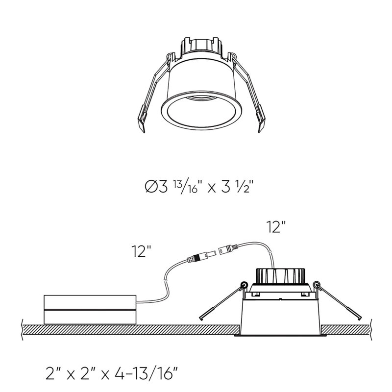 Éclairage vers le bas à cardan pour l'intérieur et l'extérieur CCT 2 po Facet, Noir, H 3,5 po x l 3,81 po x P 3,81 po