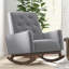 Chaise berçante en tissu et bois massif-678192587