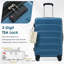 Valise à carreaux 28 pouces en ABS rigide, valise de voyage extensible durable avec roulettes, serrure TSA