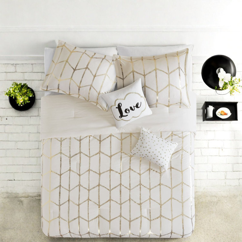 Ensembles de literie pour lit double doux, polyester, confort géométrique moderne pour la maison
