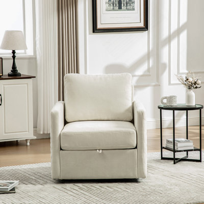 Fauteuil pivotant avec rangement dissimulé, accoudoirs capitonnés confortables en forme de losange, idéal pour le salon et la chambre à coucher