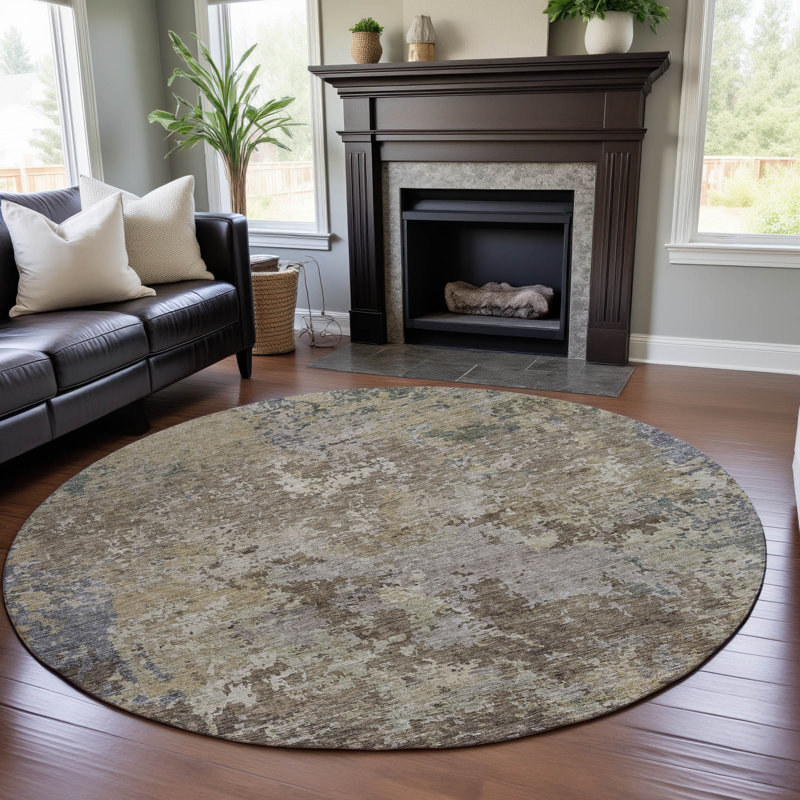 Premium Machine Washable Gurubaksh AMF1162 Modern Rug, Round 8'