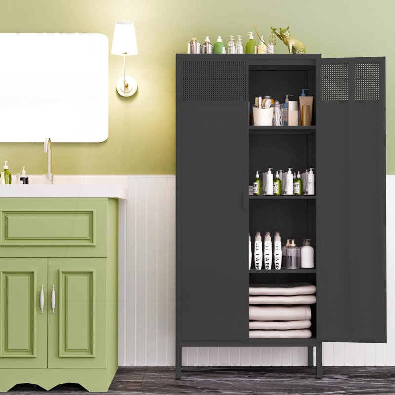 Versatile Metal Storage Cabinet with Innovative Design for Various Spaces, Black