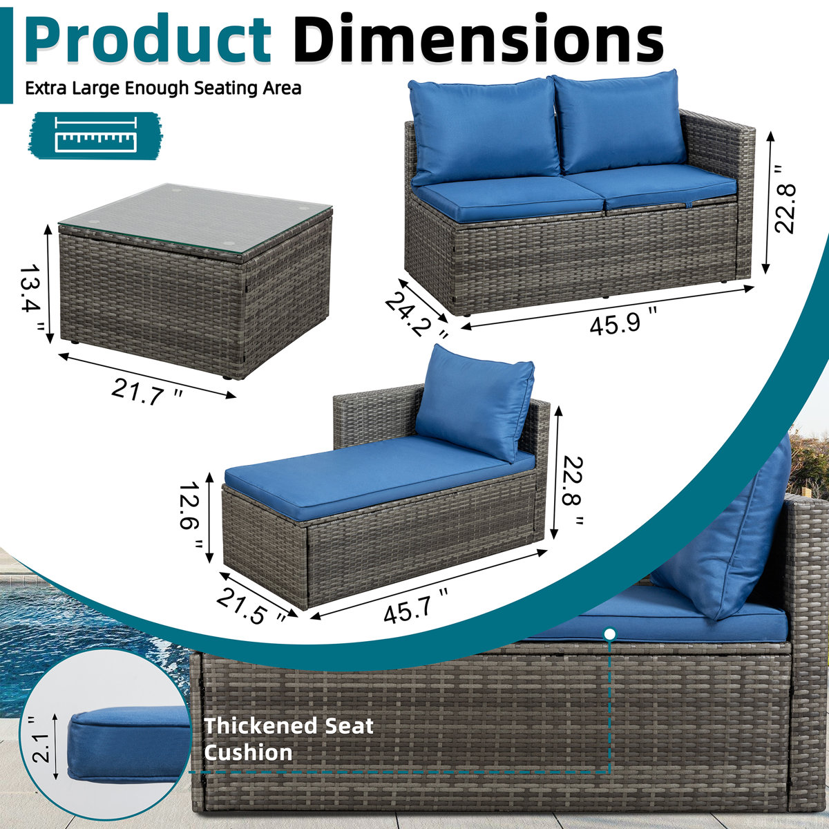 Ebern Designs Patio Furniture Set 3 Piece Outdoor Sectional Patio Sofa ...