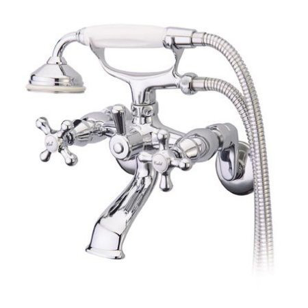 Triple Handle Wall Mounted Clawfoot Tub Faucet, Chrome