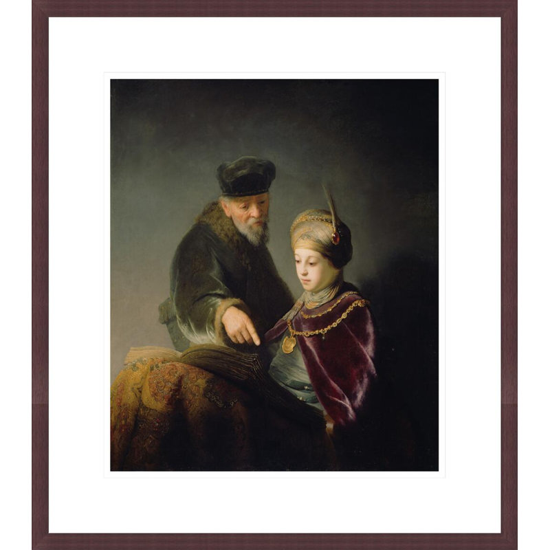 Un jeune érudit et son tuteur par Rembrandt van Rijn - Estampe numérique encadrée, H 20,08 po x l 17,75 po