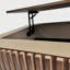 Table basse à plateau relevable cannelé de 38,6 po avec rangement et hauteur réglable, placage en bois massif, décor moderne pour salon, chambre à coucher, appartement ou bureau