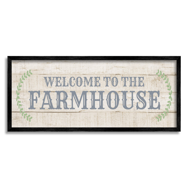 Motif de planches «Welcome To The Farmhouse» - impression, Giclée encadrée noir minuit, H 13 po x l 30 po x P 1,5 po
