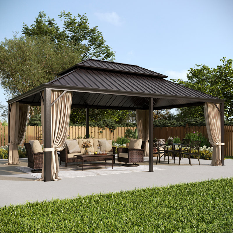 Hardtop Double-Roofed Aluminum Patio Gazebo, 20' x 14'