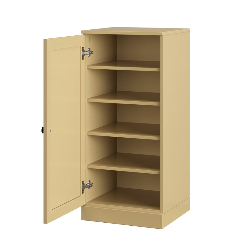 Armoire de rangement étroite à chaussures 100% en bois massif avec porte Shaker, tablettes réglables, rangement empilable peu encombrant, l 16,5 po x H 35,75 po