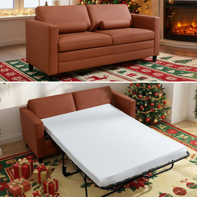 Rosely 77.9" Queen Vegan Leather Sleeper Sofa