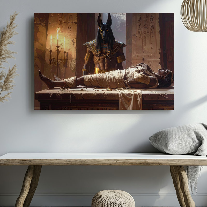 Art mural, rituel de la tombe d'Anubis, H 11 po x l 14 po