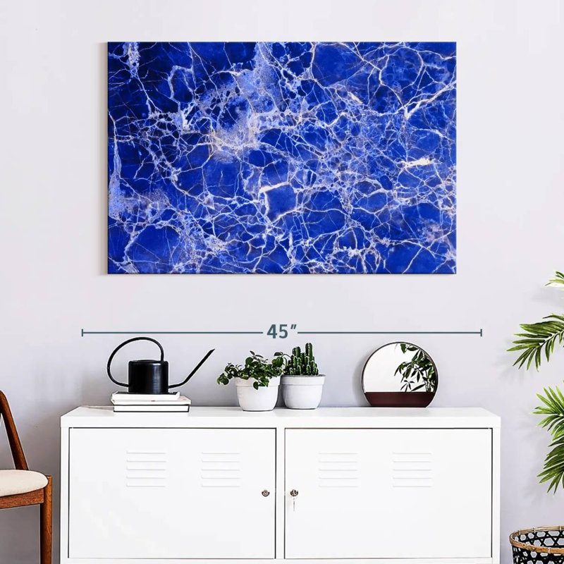 Avery Webbed Marble Blue Abstract, 26" H x 39" W