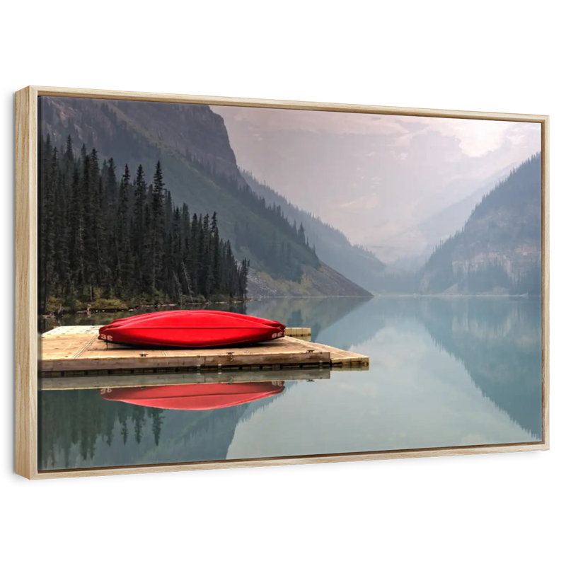 Mountain Lake Kayak, Cadre flottant en bois naturel, 40 po x 27 po