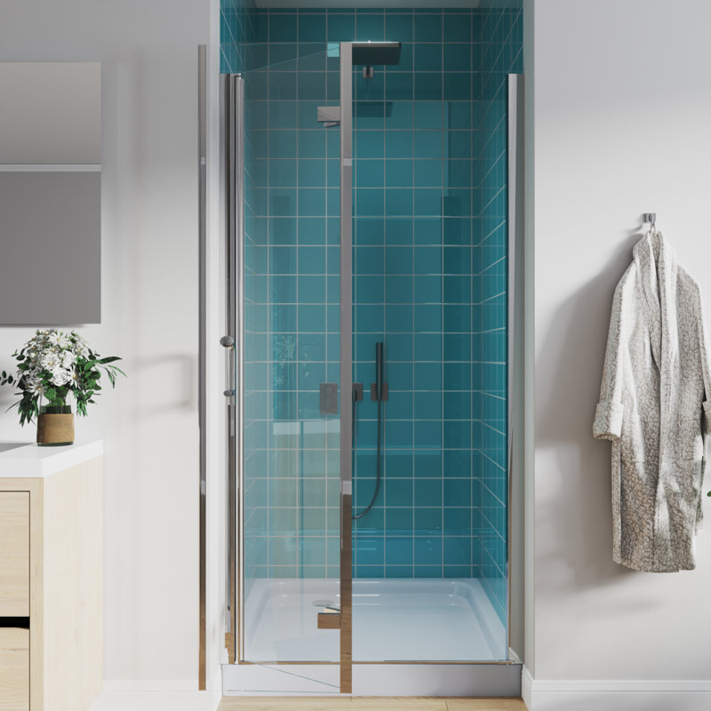 36"-37.25" W X 72" H Pivot Swing Frameless Bifold Glass Shower Door, Chrome