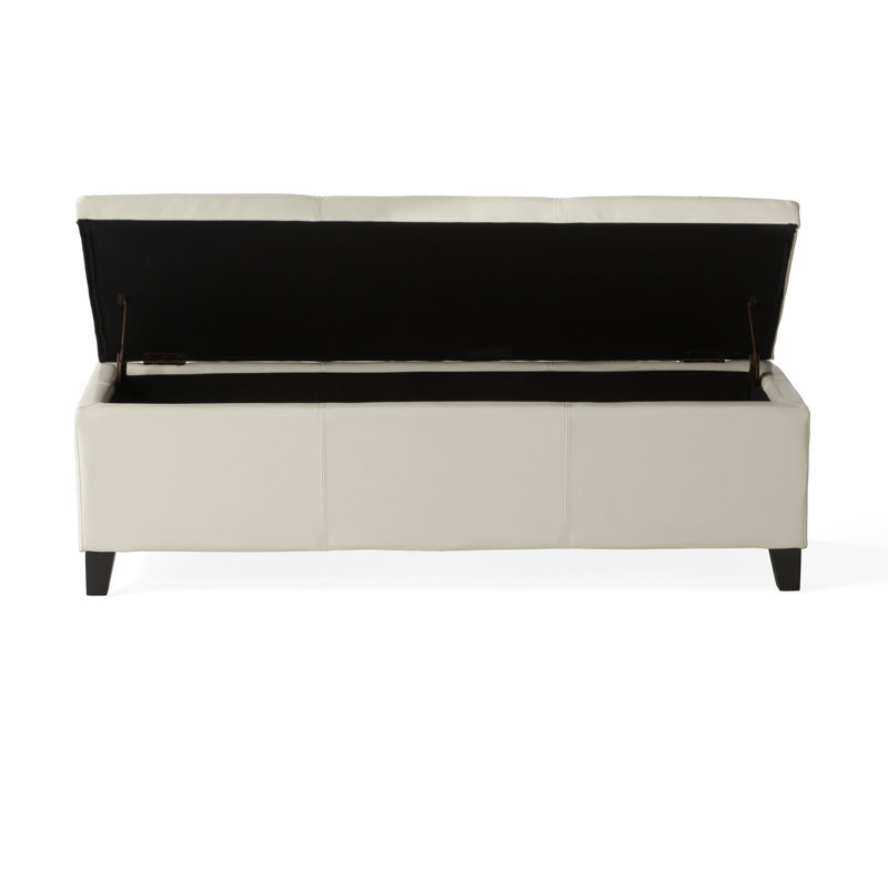 Banc de rangement/repose-pieds rembourré moderne Denali | Conception minimaliste avec rangement dissimulé et charnières à fermeture en douceur