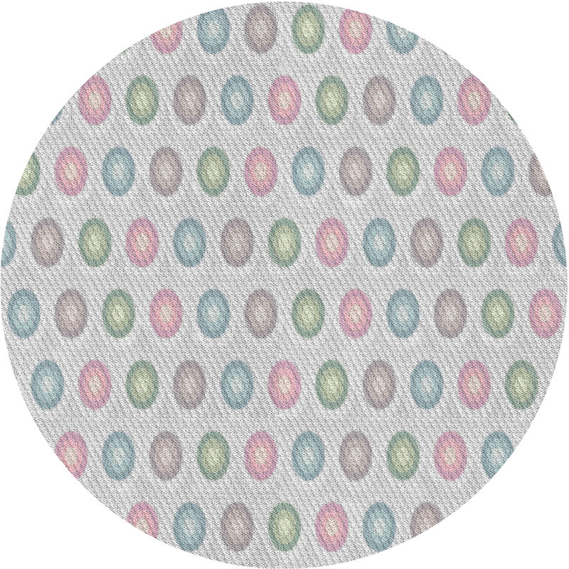 Tapis décoratif à pois gris Porcaro, Rond 7 pi