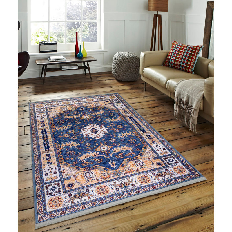 Tapis luxueux en velours, 5,2 x 7,5 pieds | 100% velours avec une hauteur de poils de 0,3 po | Revers antidérapant, chenille durable, facile d'entretien, lavable à la machine | Impression élégante pour la décoration de salon et de chambre à coucher