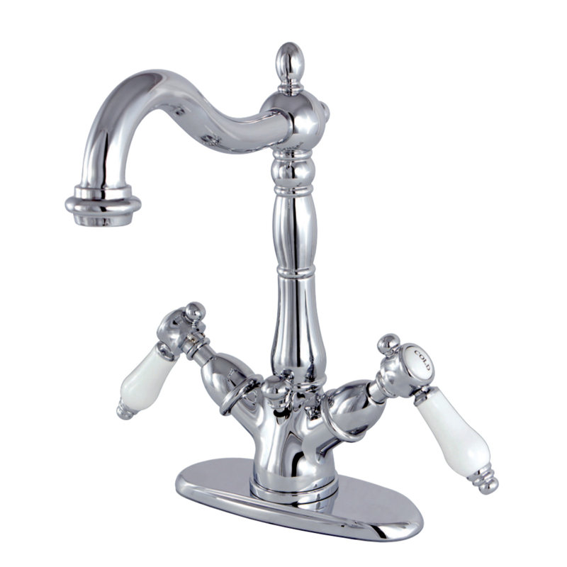 Robinet de salle de bain avec ensemble de drain bel air central à, Chrome poli