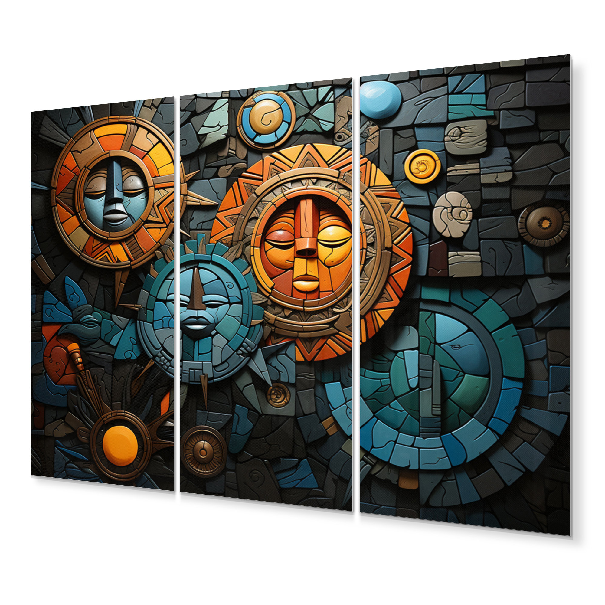 Dakota Fields African Cultural Mosaic - African Metal Wall Art Set ...