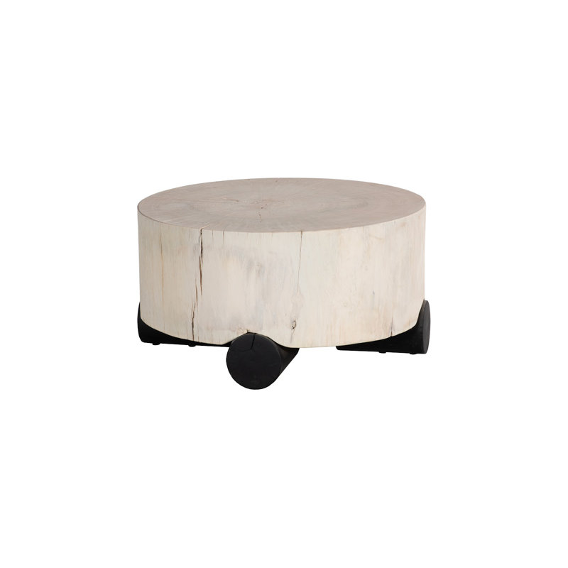 Table basse Core, base noire, plateau blanchi