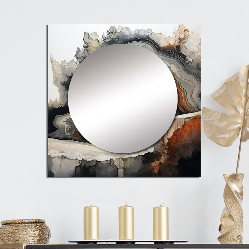 Delainy - Art mural miroir en pierre géode carrée pour salle de bain, 23 po x 23 po