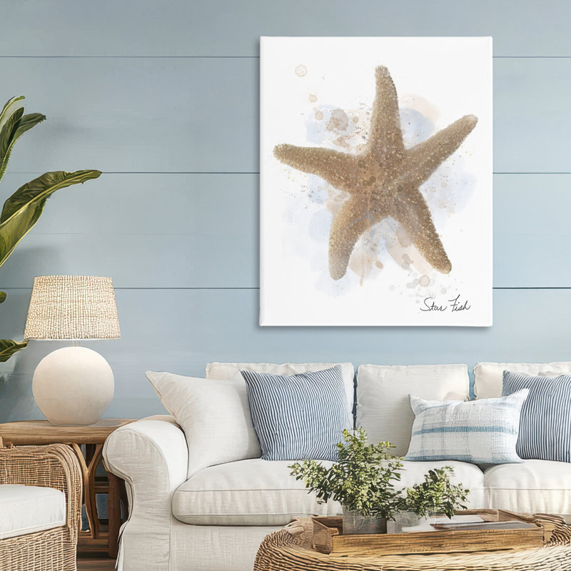 Toile d'étoile de mer Honeybloom Coastal, conception par Matthew Piotrowicz, H 48 po x l 36 po