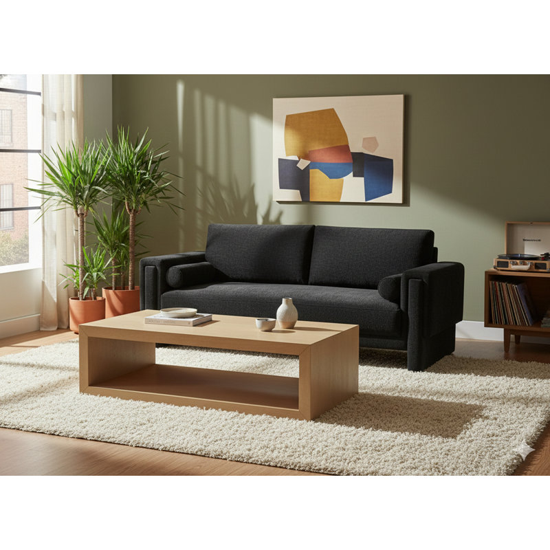 Ivanio Upholstered 89'' Sofa, Black Chenille Fabric
