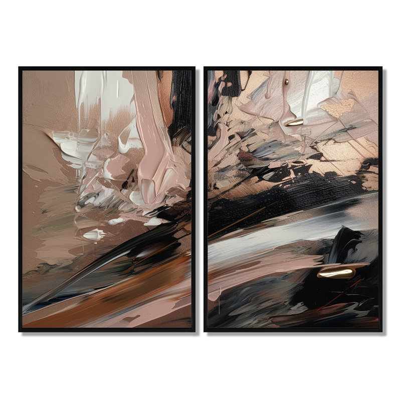 Brun et noir au-delà des limites II - impressions sur toile abstraites, Black, 36" H x 48" W, Framed Print without Mat