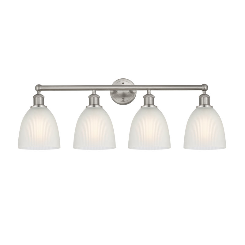Éclairage pour meuble-lavabo 4 lumières 33 pouces Philomene, Blanc, Nickel satiné brossé