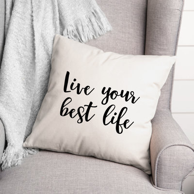 Black And White Typography Collection Live Your Best Like Throw Pillow
