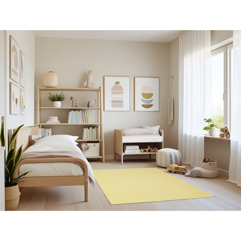 Tapis contemporain jaune, Rectangle 3 pi x 5 pi