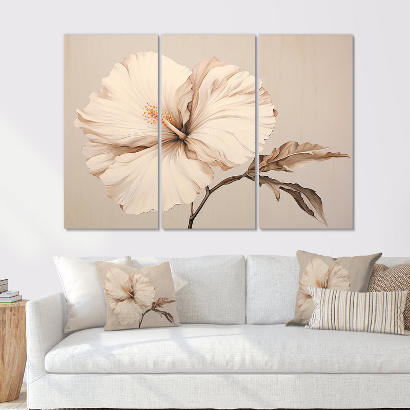 Ensemble de décoration murale beige Hibiscus - Hibiscus, H 32 po x l 48 po x P 1 po