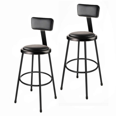 Otto 30 Inch Heavy Duty Commercial Grade Vinyl Padded Stool with Backrest