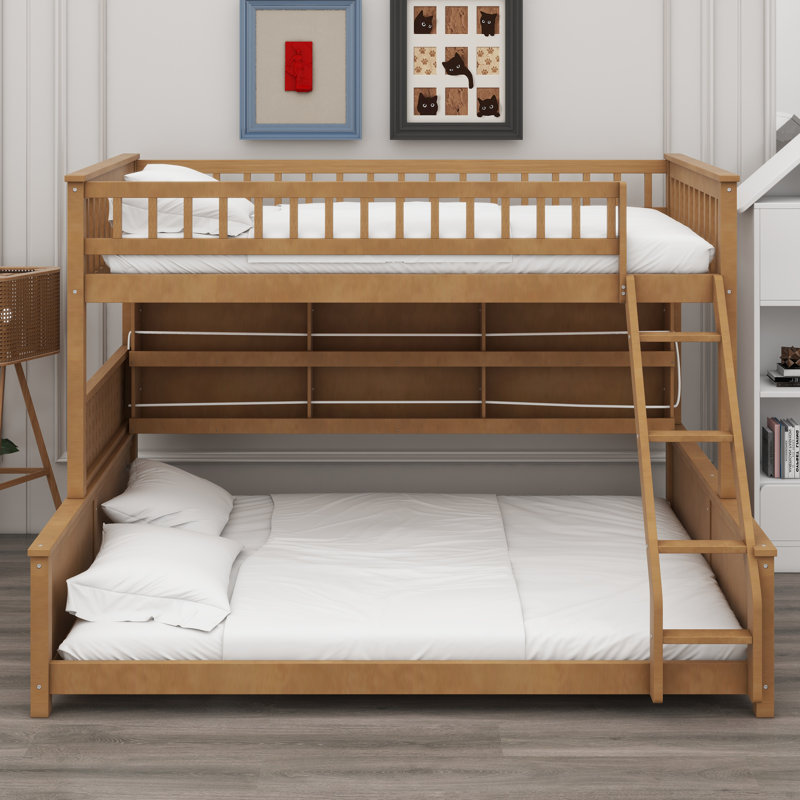 All-in-One Bunk Bed Solution with Storage Compartments, Ambient Color-Changing Illumination and Creative Pegboard Zone, Brown