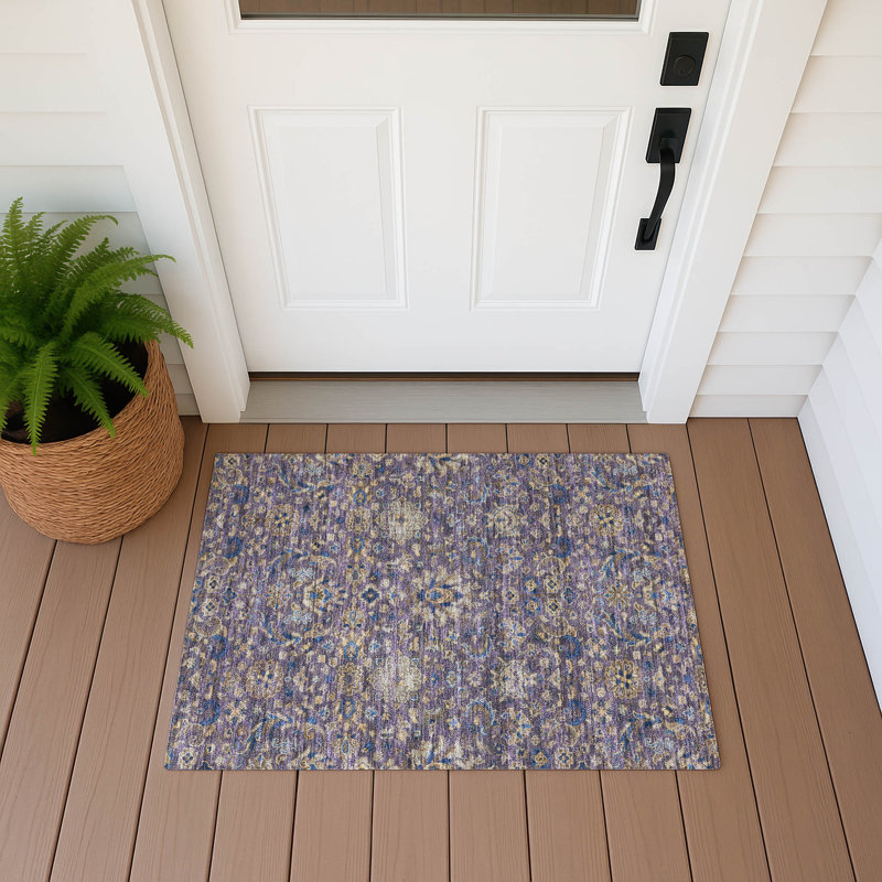 Tapis lavable à la machine intérieur / extérieur ACN2485, Mauve, 1 pi 8 po x 2 pi 6 po