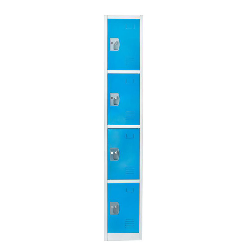 Casier à clés en acier à 4 portes 72 po x 12 po x 12 po à 4 niveaux - rangement pour employés, étudiants, salle de sport, lieu de travail - Comprend des crochets, une ventilation et un porte-carte - Assemblage facile
