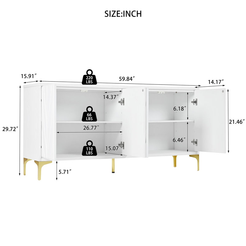 Console 59,86 po, Blanc
