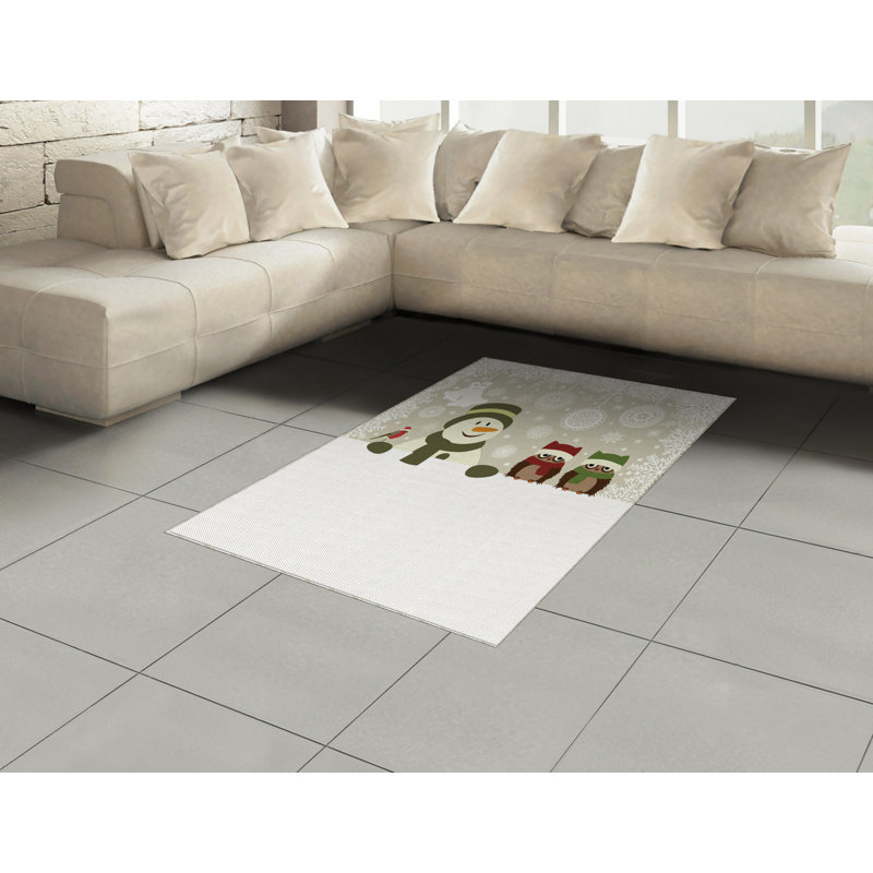 Snowman Christmas High Density Long Fiber Poly Threads Decorative Area Rug Carpet, Rectangle 4' x 5'8"