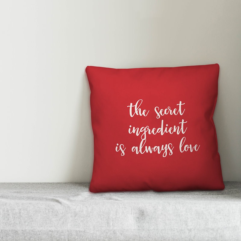  Coussin décoratif The Secret Ingredient is Always Love, Rouge / Blanc, Housse de coussin