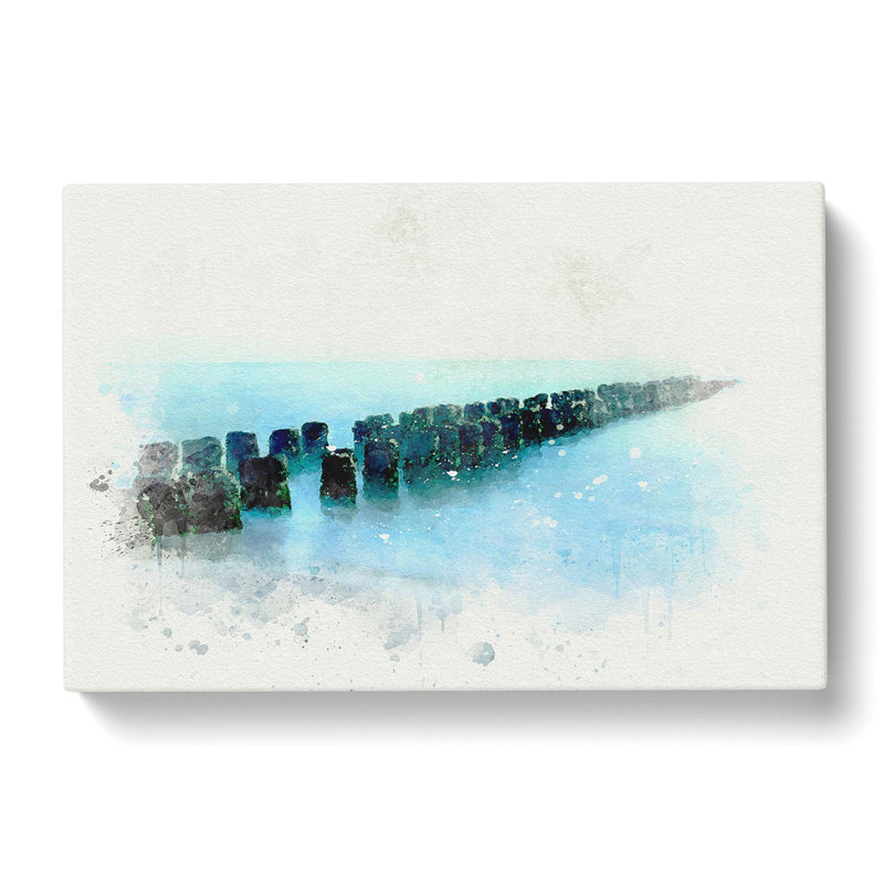 Breakwater Within An Endless Sea In Abstract - Wrapped Canvas Print, 35cm H x 50cm W x 3cm D