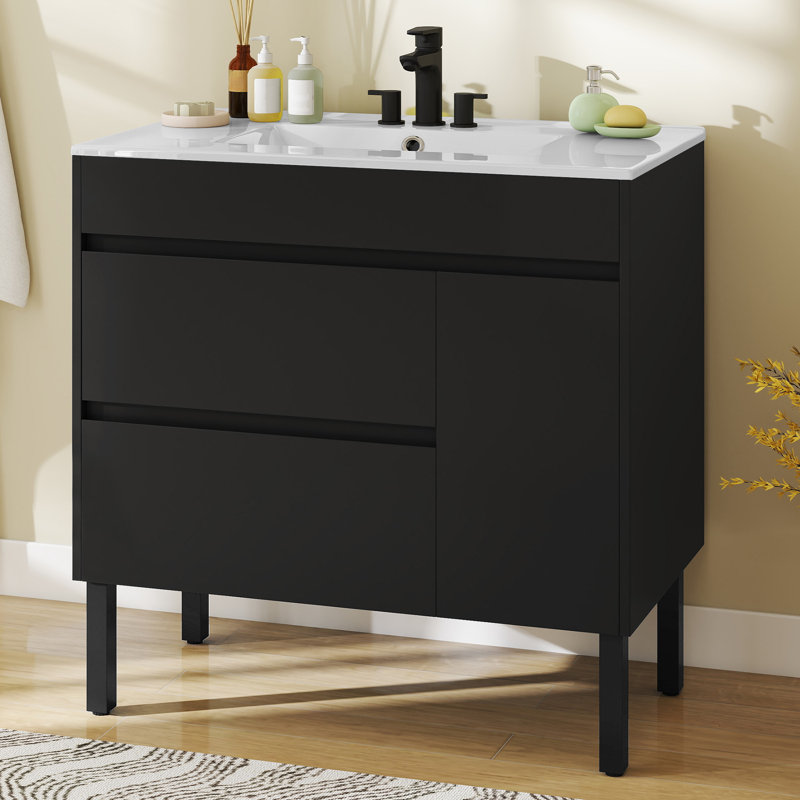  36 Inch Bathroom Vanity With Sink, Black