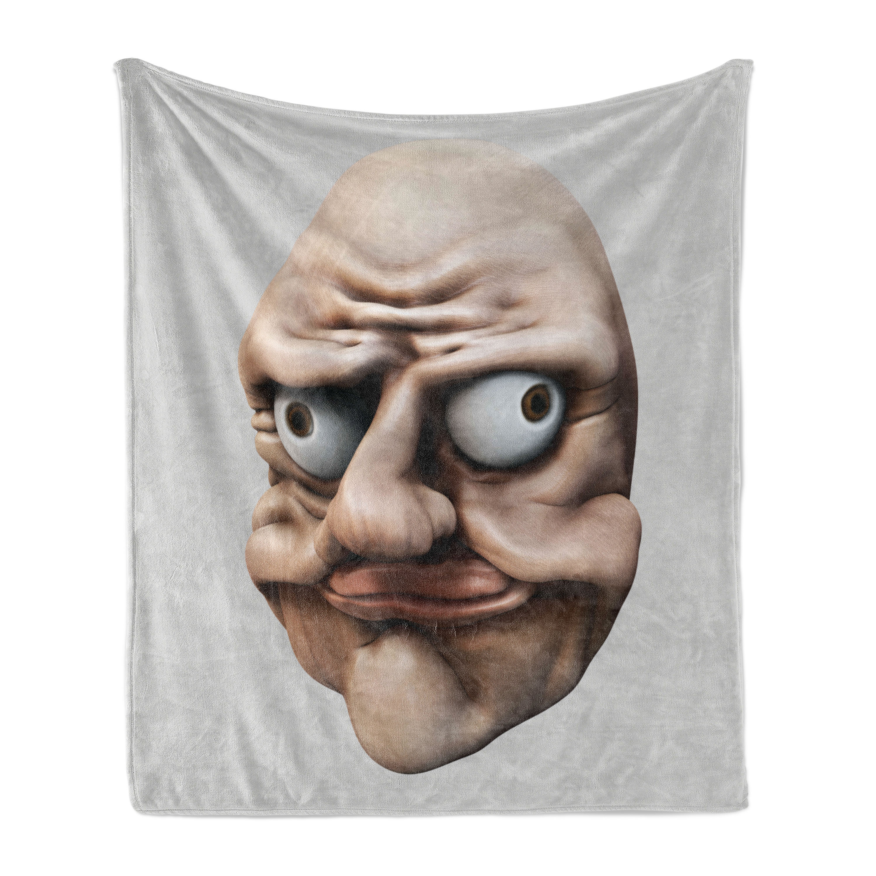 Ambesonne Humor Fleece Throw Blanket Grumpy Internet Troll Eggshell and ...