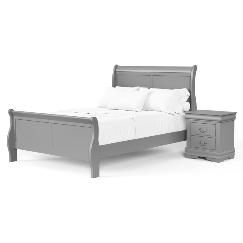 Ensemble de chambre à coucher 2 pièces Emelinda, Grand, 2 Pieces: Bed, Nightsand