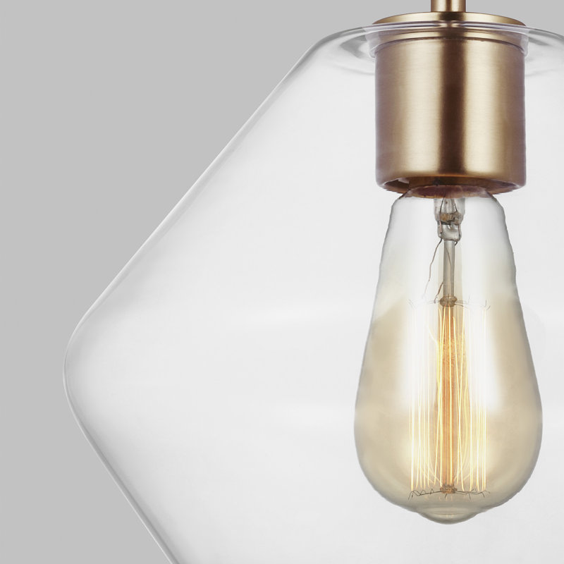 Luminaire suspendu géométrique 1 lumière Rooks, Laiton satiné