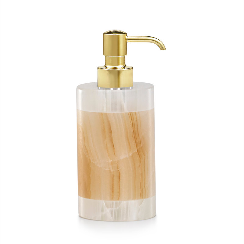 Distributeur de savon / lotion Onix Amber, Laiton poli / ambre / blanc