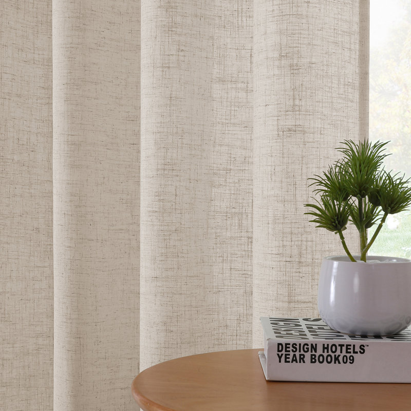 Thick Linen Farmhouse Window Curtain Drapes Linen Curtains 84 Inch Length for Living Room 96 Inches Grommet for Farmhouse Textured Curtains 2 Panels Set